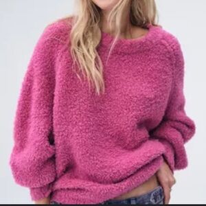 FREE PEOPLE Teddy Pink Knit Sweater XS